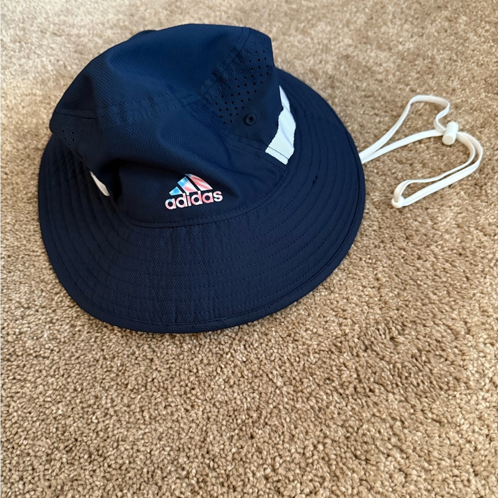 Adidas Blue and White Bucket hat